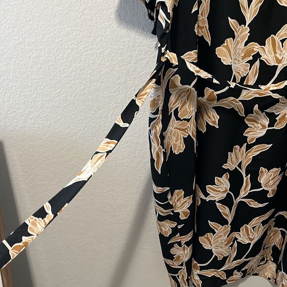 MAISON DU SOIR Floral Kimono Robe, Black and Gold, Size S/M - Picture 6 of 9